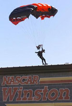 Skydiver adjusting for landing