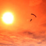 landing at sunset